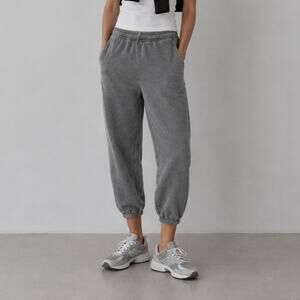 The Great Staduim Sweatpants Womens 0 Gray Cotton Relaxed Cropped